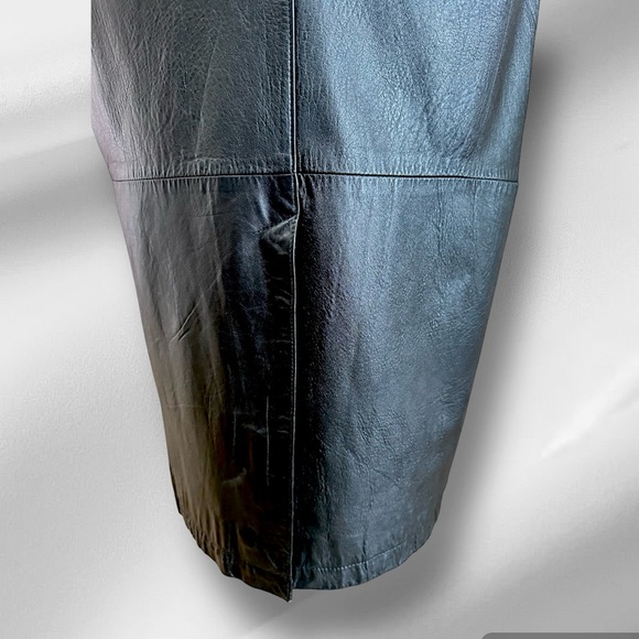 Vintage Bloomingdale’s black soft buttery lambskin leather Sz S calf length coat - Picture 6 of 10